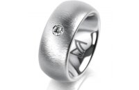 Ring 18 Karat Weissgold 8.0 mm sandmatt 1 Brillant G vs...