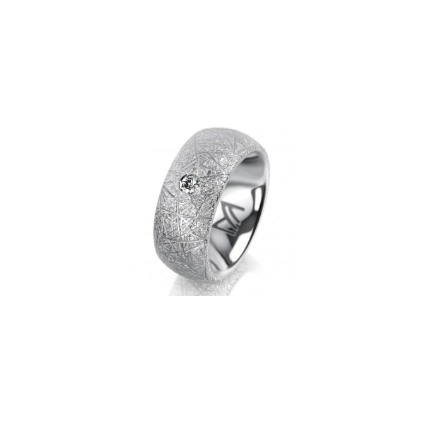 Ring 18 Karat Weissgold 8.0 mm kristallmatt 1 Brillant G vs 0,065ct