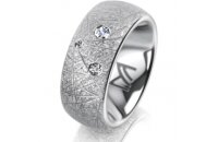 Ring 18 Karat Weissgold 8.0 mm kristallmatt 3 Brillanten...