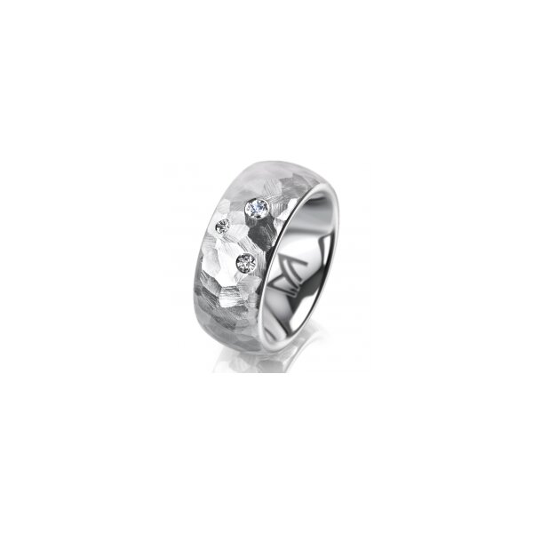 Ring 18 Karat Weissgold 8.0 mm diamantmatt 3 Brillanten G vs Gesamt 0,080ct