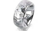 Ring 18 Karat Weissgold 8.0 mm diamantmatt 3 Brillanten G...