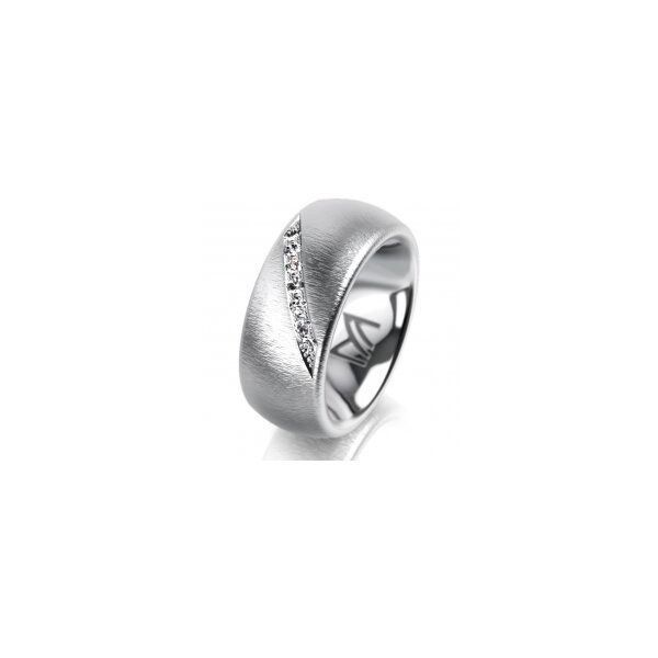 Ring 18 Karat Weissgold 8.0 mm sandmatt 7 Brillanten G vs Gesamt 0,095ct