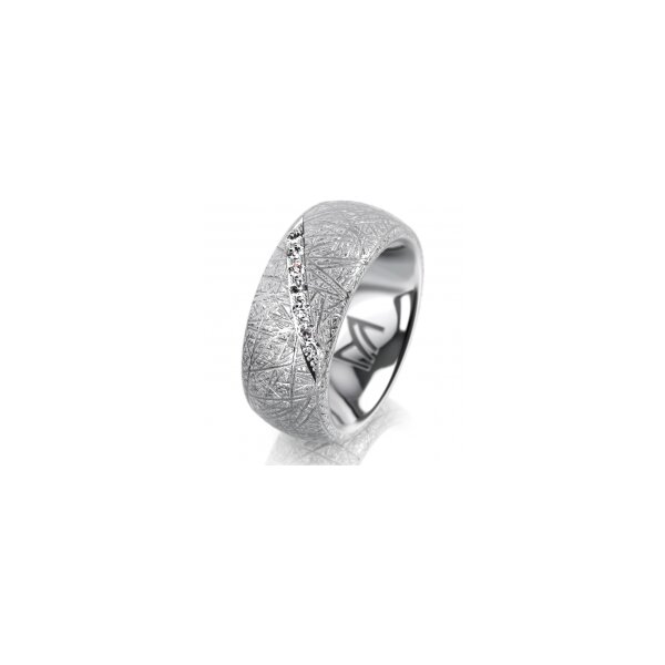 Ring 18 Karat Weissgold 8.0 mm kristallmatt 7 Brillanten G vs Gesamt 0,095ct