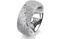 Ring 18 Karat Weissgold 8.0 mm kristallmatt 7 Brillanten...