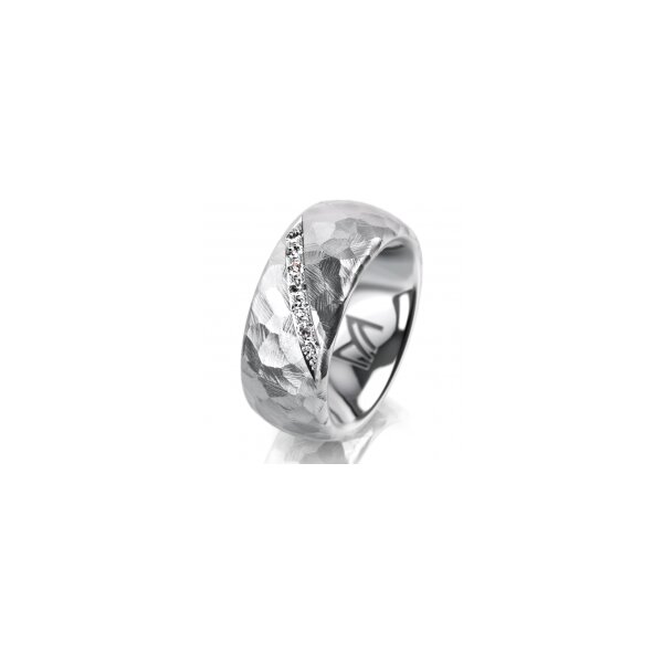 Ring 18 Karat Weissgold 8.0 mm diamantmatt 7 Brillanten G vs Gesamt 0,095ct