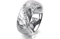 Ring 18 Karat Weissgold 8.0 mm diamantmatt 7 Brillanten G...