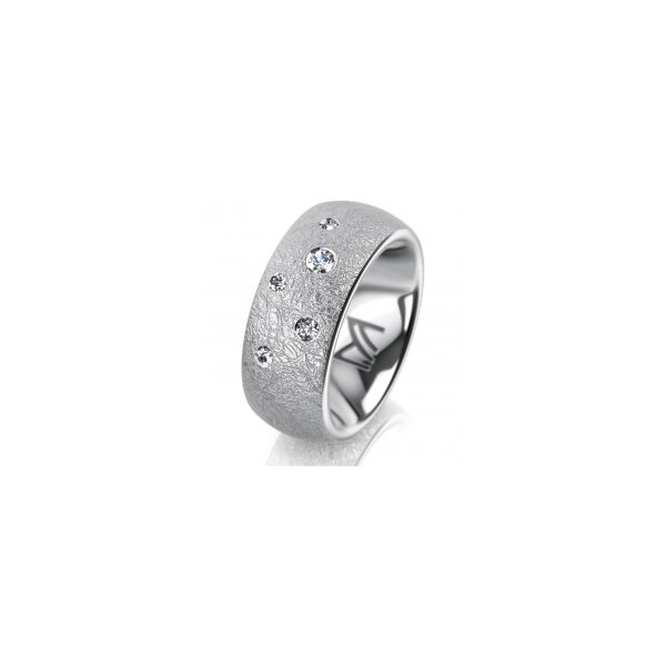 Ring 18 Karat Weissgold 8.0 mm kreismatt 5 Brillanten G vs Gesamt 0,115ct