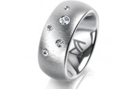 Ring 18 Karat Weissgold 8.0 mm sandmatt 5 Brillanten G vs...