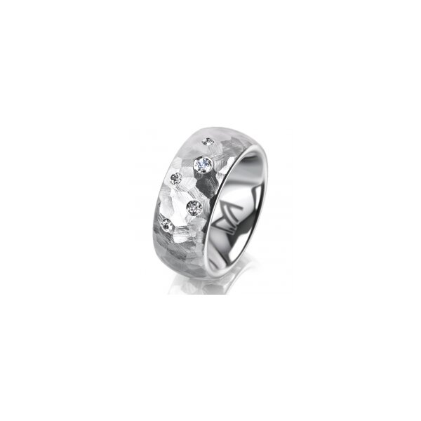 Ring 18 Karat Weissgold 8.0 mm diamantmatt 5 Brillanten G vs Gesamt 0,115ct