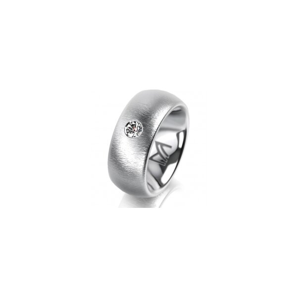Ring 18 Karat Weissgold 8.0 mm sandmatt 1 Brillant G vs 0,110ct