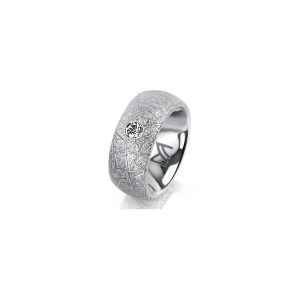 Ring 18 Karat Weissgold 8.0 mm kristallmatt 1 Brillant G vs 0,110ct