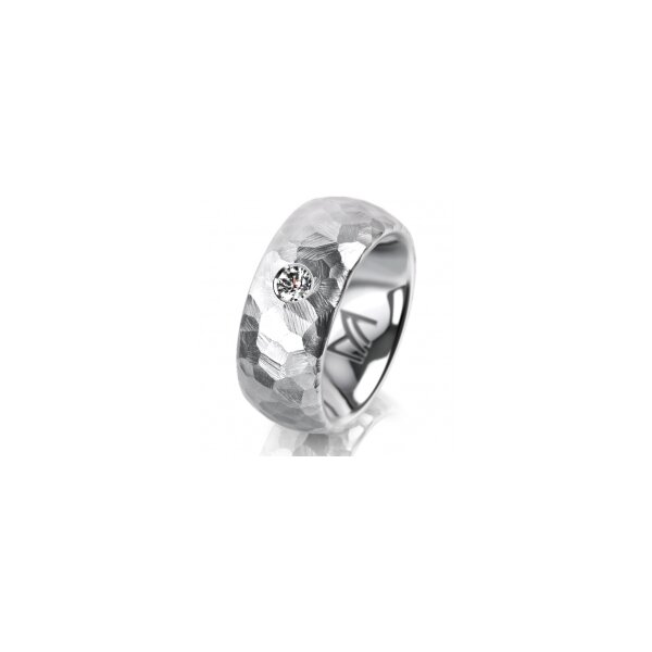 Ring 18 Karat Weissgold 8.0 mm diamantmatt 1 Brillant G vs 0,110ct