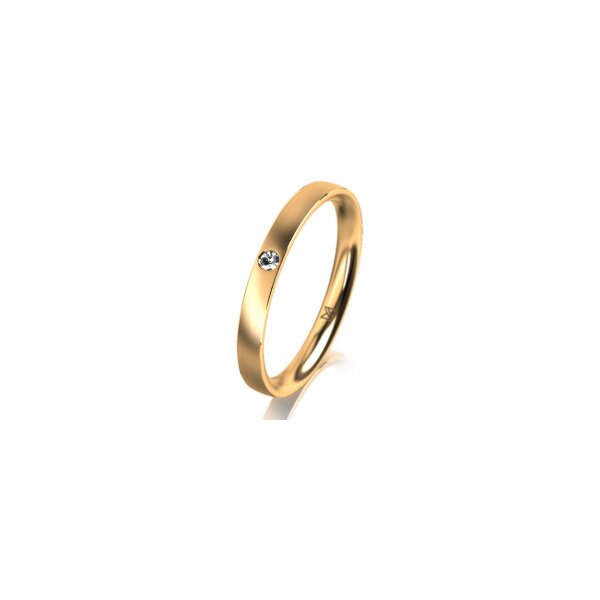 Ring 14 Karat Gelbgold 2.5 mm l&auml;ngsmatt 1 Brillant G vs 0,025ct