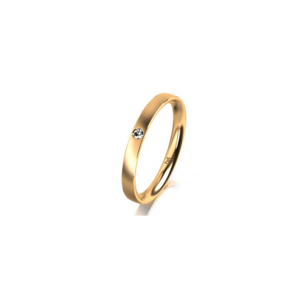 Ring 18 Karat Gelbgold 2.5 mm längsmatt 1 Brillant G vs 0,025ct