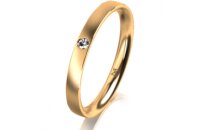Ring 18 Karat Gelbgold 2.5 mm l&auml;ngsmatt 1 Brillant G...