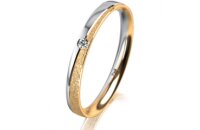 Ring 18 Karat Gelb-/Weissgold 2.5 mm kreismatt 1 Brillant...