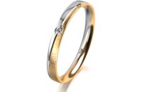 Ring 18 Karat Gelb-/Weissgold 2.5 mm sandmatt 1 Brillant...