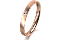 Ring 18 Karat Rotgold 2.5 mm l&auml;ngsmatt 1 Brillant G...