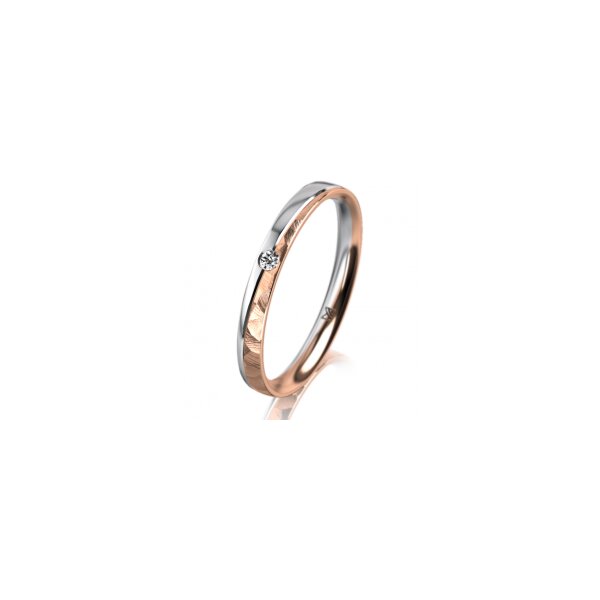 Ring 14 Karat Rot-/Weissgold 2.5 mm diamantmatt 1 Brillant G vs 0,025ct