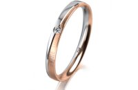 Ring 18 Karat Rot-/Weissgold 2.5 mm sandmatt 1 Brillant G...