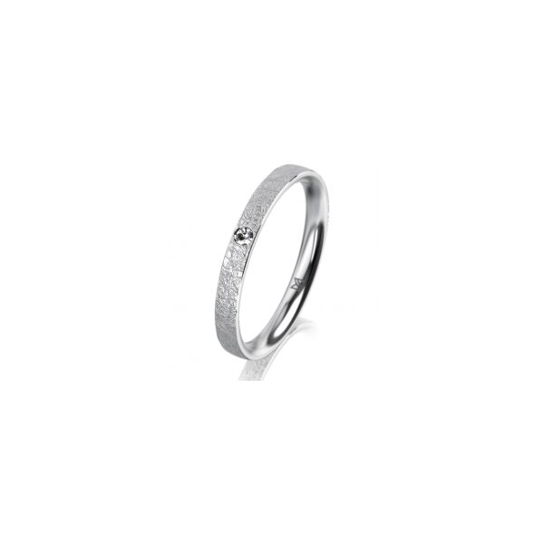 Ring 14 Karat Weissgold 2.5 mm kreismatt 1 Brillant G vs 0,025ct