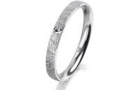 Ring 14 Karat Weissgold 2.5 mm kristallmatt 1 Brillant G...