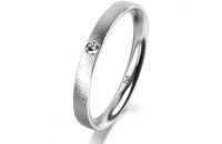 Ring 18 Karat Weissgold 2.5 mm sandmatt 1 Brillant G vs...
