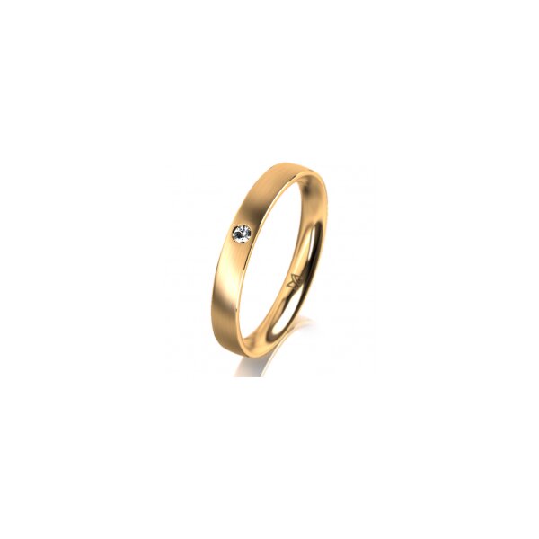 Ring 14 Karat Gelbgold 3.0 mm längsmatt 1 Brillant G vs 0,025ct