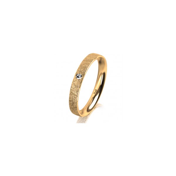 Ring 18 Karat Gelbgold 3.0 mm kristallmatt 1 Brillant G vs 0,025ct