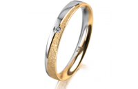Ring 14 Karat Gelb-/Weissgold 3.0 mm kreismatt 1 Brillant...