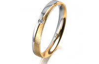 Ring 14 Karat Gelb-/Weissgold 3.0 mm sandmatt 1 Brillant...