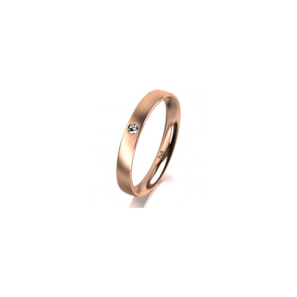 Ring 14 Karat Rotgold 3.0 mm längsmatt 1 Brillant G vs 0,025ct