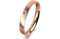 Ring 14 Karat Rotgold 3.0 mm l&auml;ngsmatt 1 Brillant G...