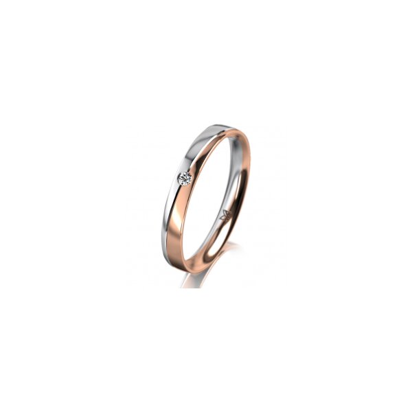 Ring 18 Karat Rot-/Weissgold 3.0 mm poliert 1 Brillant G vs 0,025ct