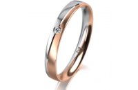 Ring 18 Karat Rot-/Weissgold 3.0 mm l&auml;ngsmatt 1...