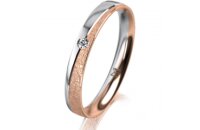 Ring 18 Karat Rot-/Weissgold 3.0 mm kreismatt 1 Brillant...