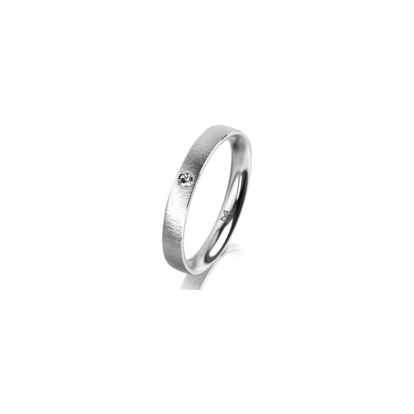 Ring 14 Karat Weissgold 3.0 mm sandmatt 1 Brillant G vs 0,025ct