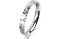 Ring 14 Karat Weissgold 3.0 mm diamantmatt 1 Brillant G...