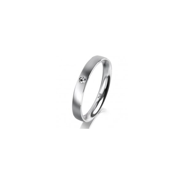 Ring 18 Karat Weissgold 3.0 mm l&auml;ngsmatt 1 Brillant G vs 0,025ct