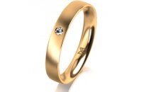 Ring 14 Karat Gelbgold 3.5 mm l&auml;ngsmatt 1 Brillant G...