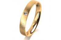 Ring 14 Karat Gelbgold 3.5 mm sandmatt 1 Brillant G vs...
