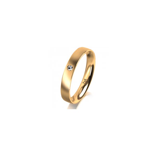 Ring 18 Karat Gelbgold 3.5 mm l&auml;ngsmatt 1 Brillant G vs 0,025ct