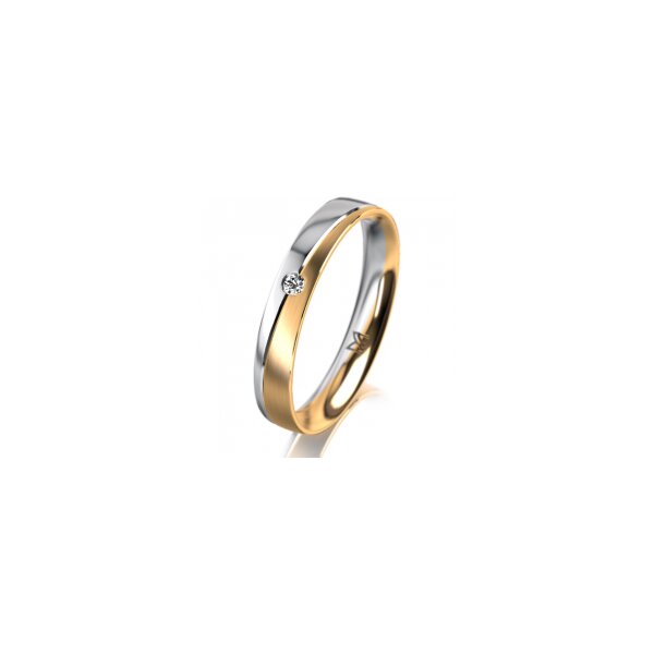 Ring 14 Karat Gelb-/Weissgold 3.5 mm l&auml;ngsmatt 1 Brillant G vs 0,025ct