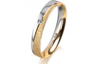 Ring 18 Karat Gelb-/Weissgold 3.5 mm kreismatt 1 Brillant...