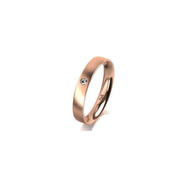 Ring 14 Karat Rotgold 3.5 mm längsmatt 1 Brillant G vs 0,025ct