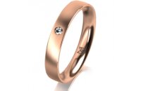 Ring 14 Karat Rotgold 3.5 mm l&auml;ngsmatt 1 Brillant G...