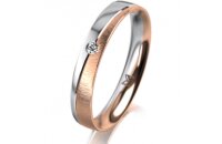 Ring 18 Karat Rot-/Weissgold 3.5 mm sandmatt 1 Brillant G...