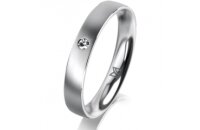 Ring 14 Karat Weissgold 3.5 mm l&auml;ngsmatt 1 Brillant...