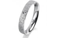 Ring 14 Karat Weissgold 3.5 mm kristallmatt 1 Brillant G...