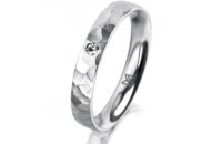 Ring 14 Karat Weissgold 3.5 mm diamantmatt 1 Brillant G...